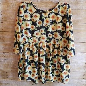 Forever 21 Semi Sheer Sunflower Babydoll Sz Large